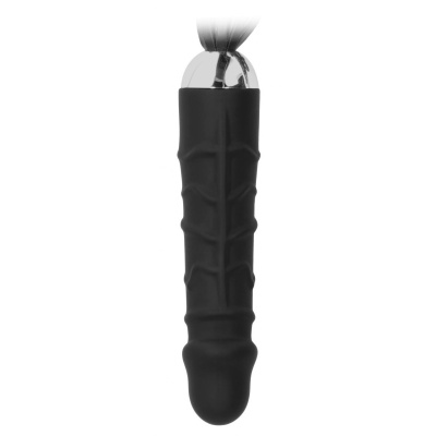 OUCH! BLACK WHIP WITH REALISTIC SILICONE DILDO