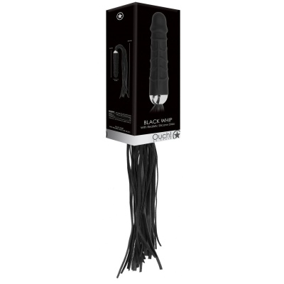 OUCH! BLACK WHIP WITH REALISTIC SILICONE DILDO