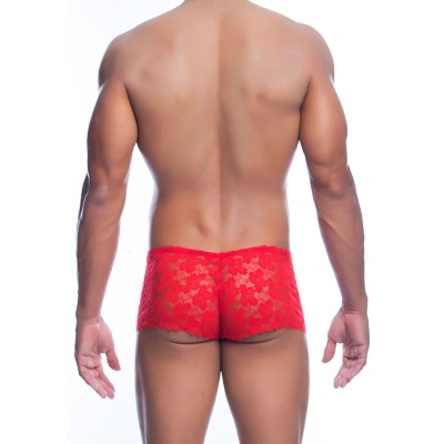 ROSE LACE BOY SHORT RED
