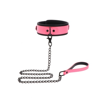 PINK GLOW IN THE DARK COLLAR & CHAIN LEASH