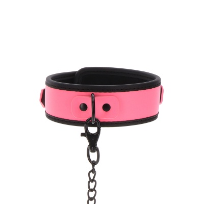 PINK GLOW IN THE DARK COLLAR & CHAIN LEASH