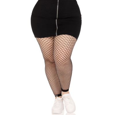 PLUS SIZE FISHNET FOOTLESS TIGHTS