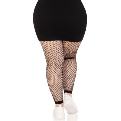 PLUS SIZE FISHNET FOOTLESS TIGHTS
