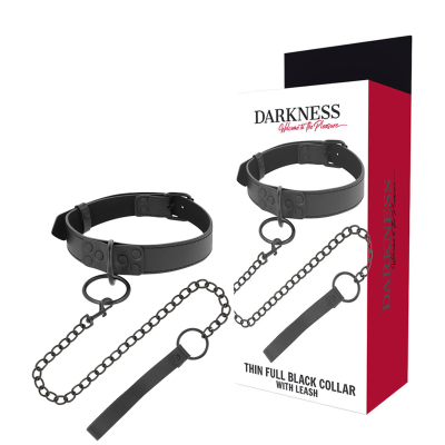 DARKNESS COLLAR WITH BLACK CHAIN LEASH