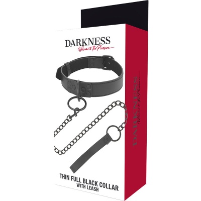 DARKNESS COLLAR WITH BLACK CHAIN LEASH