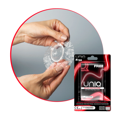 UNIQ FREE - LATEX FREE CONDOMS WITH PROTECTIVE RING 3 PCS