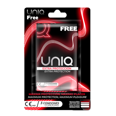 UNIQ FREE - LATEX FREE CONDOMS WITH PROTECTIVE RING 3 PCS