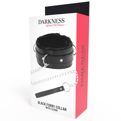 DARKNESS BLACK FURRY COLLAR WITH LEASH