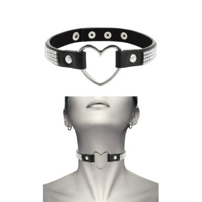 COQUETTE CHOKER WITH METAL HEART AND CRYSTALS