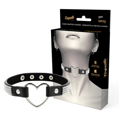 COQUETTE CHOKER WITH METAL HEART AND CRYSTALS