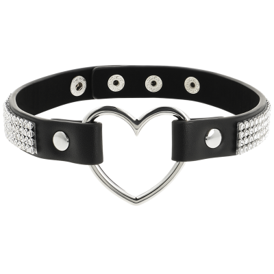 COQUETTE CHOKER WITH METAL HEART AND CRYSTALS