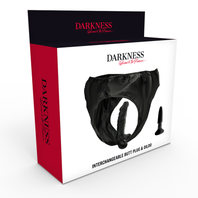 DARKNESS - INVERTED STRAP-ON WITH PLUG AND DILDO