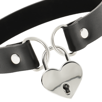 COQUETTE CHOKER WITH HEART-SHAPED LOCK AND KEY BLACK