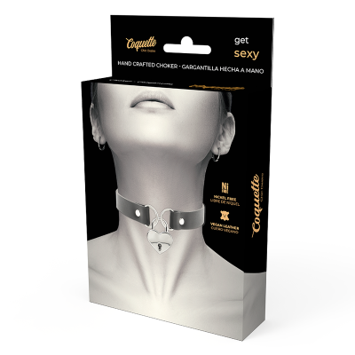 COQUETTE CHOKER WITH HEART-SHAPED LOCK AND KEY BLACK