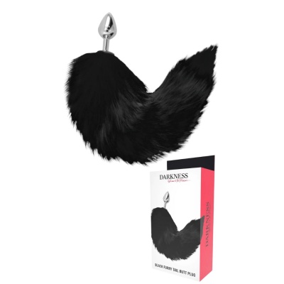 DARKNESS BLACK FURRY TAIL BUTT PLUG M