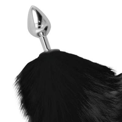 DARKNESS BLACK FURRY TAIL BUTT PLUG M