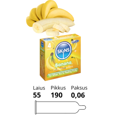 SKINS CONDOMS BANANA 4 PCS