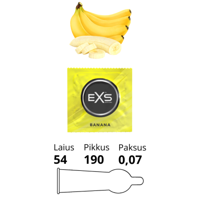 EXS BANANA banaanimaitselised kondoomid maitsekondoomid