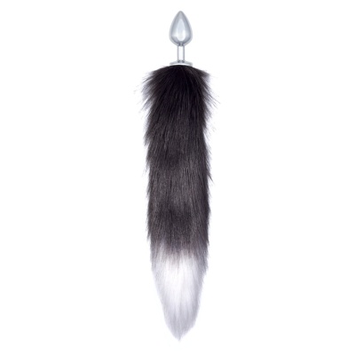 LOLA DIAMOND BUTTPLUG WITH TAIL BLACK&WHITE