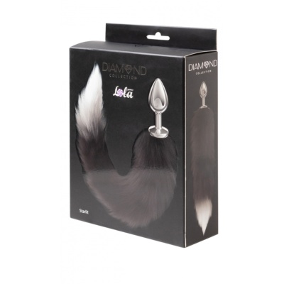 LOLA DIAMOND BUTTPLUG WITH TAIL BLACK&WHITE