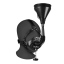 OPEN MOUTH GAG HEAD HARNESS WITH FUNNEL - BLACK