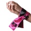 SATIN SASH ADRIEN LASTIC PINK/BLACK