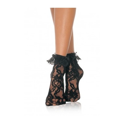 LACE ANKLET WITH RUFFLE OS BLACK