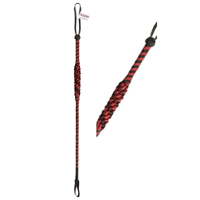 WOVEN LEATHER RIDING CROP RED