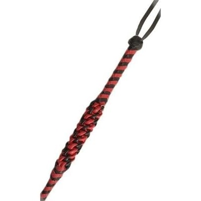 WOVEN LEATHER RIDING CROP RED