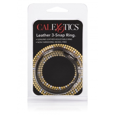 LEATHER 3 SNAP RING BLACK