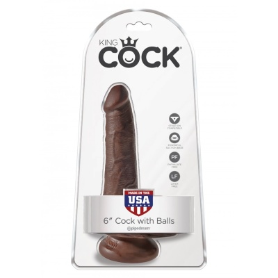 KING COCK 6 INCH W/ BALLS BROWN