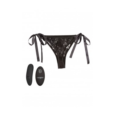 REMOTE CONTROL LACE THONG SET BLACK