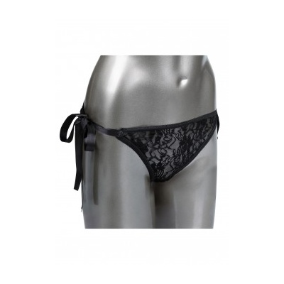 REMOTE CONTROL LACE THONG SET BLACK