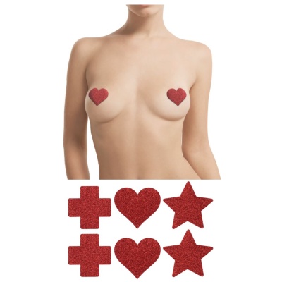 LE DÉSIR CROSS/STAR/HEART NIPPLE COVERS RED