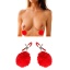 KINK - FAUX FUR BALL NIPPLE CLAMP RED 6 CM