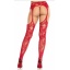 NET STOCKINGS WITH ATTACHED GARTER BELT RED