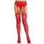 NET STOCKINGS WITH ATTACHED GARTER BELT RED