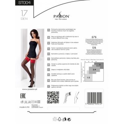 PASSION STOCKINGS BLACK/RED ST004