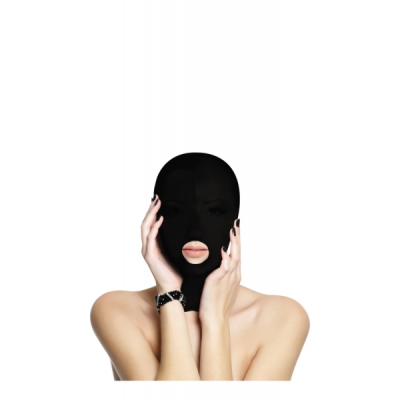 OUCH! SUBMISSION MASK - OPEN MOUTH HOOD BLACK