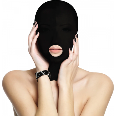 OUCH! SUBMISSION MASK - OPEN MOUTH HOOD BLACK