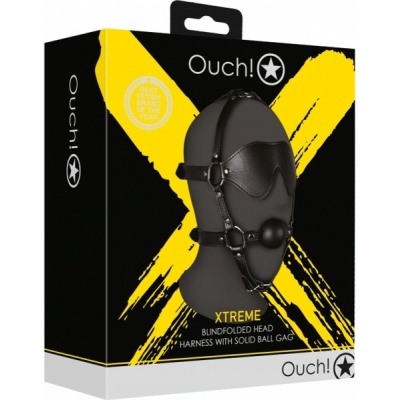 BLINDFOLDED HEAD HARNESS WITH SOLID BALL GAG