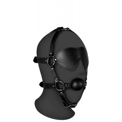 BLINDFOLDED HEAD HARNESS WITH SOLID BALL GAG