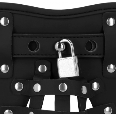 OUCH! PU LEATHER CHASTITY BELT WITH STRAPS