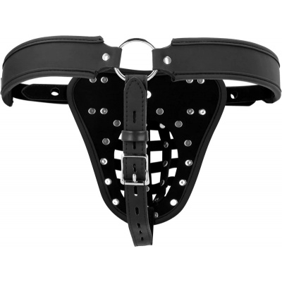 OUCH! PU LEATHER CHASTITY BELT WITH STRAPS