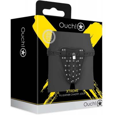 OUCH! PU LEATHER CHASTITY BELT WITH STRAPS