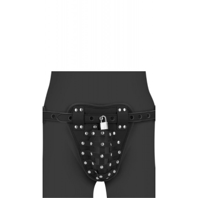 OUCH! PU LEATHER CHASTITY BELT WITH STRAPS